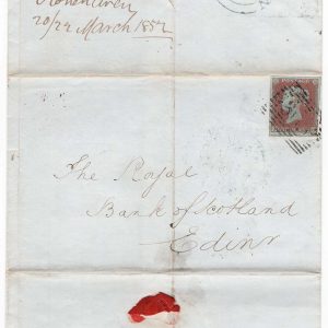 #192 GB 1841 1d red fu, 4 large margins on EL Stonehaven (309 numeral) - Edinburgh