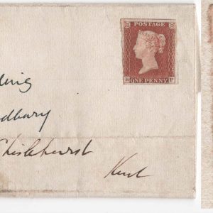#190 GB 1841 1d red black plate 9 BF sg7 affixed 1843 EL but no postal markings