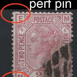 #353 GB 1873 2½d rosy-mauve plate 6 variety - missing perf pin top and bottom fu