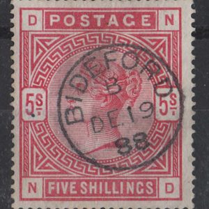 #407 GB 1883 5s crimson sg181 vfu cds