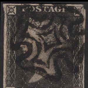 #183 GB 1840 1d grey-black plate 11 BK fu, 4 mainly large mgns, just touched top rh