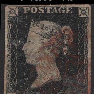 #169 GB 1840 1d black plate 1b SE 4 good margins, small imperfections otherwise vfu