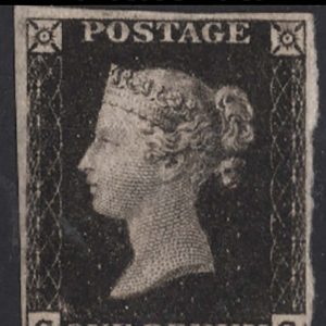 #164 GB 1840 1d intense black plate 1a CC unused, mint no gum, 4 margins, close SE