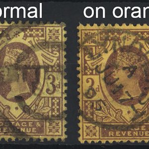 #439 GB 1887 3d purple on orange sg204 vfu cds, unpriced used, c£950 as mint