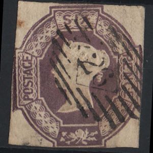 #235 GB 1847 6d purple embossed cut square fu, margins as scan, sg60 c£750