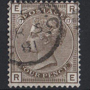 #379 GB 1880 4d grey-brown plate 17 wmk crown vfu cds sg160