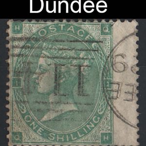 #301 GB 1862 1s green sg90 vfu, crisp light 114 Dundee duplex
