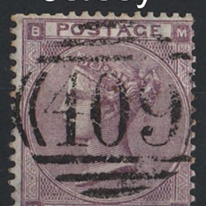 #296 GB 1862 6d deep lilac fu neat 409 Jersey numeral sg83