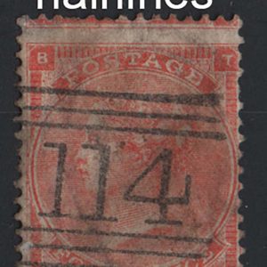 #295 GB 1862 4d bright red, hairlines sg81 vgu, neat Dundee 114 numeral
