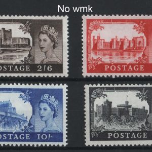 #634 GB 1963 Castles Bradbury wmk set of 4 2/6d - £1 fine um sg595a-59a