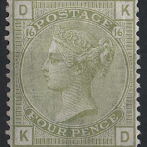 #371 GB 1876 4d sage-green plate 16 vf mint sg153 c£850, lovely fresh example