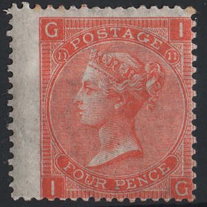 #307 GB 1865 4d vermilion plate 11 f mint sg94 c£500