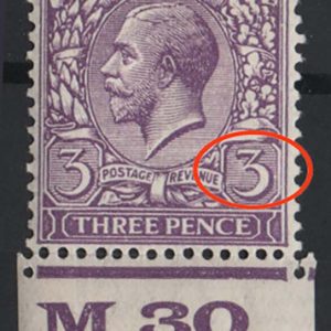 #574 GB 1924 3d violet broken '3' variety M30 control single f mint, sg423