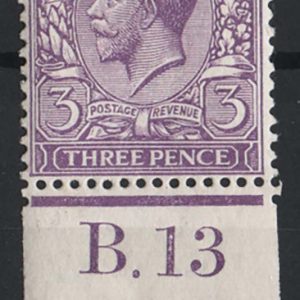 #543 GB 1912 3d reddish-violet B.13 control single vf mint sg374