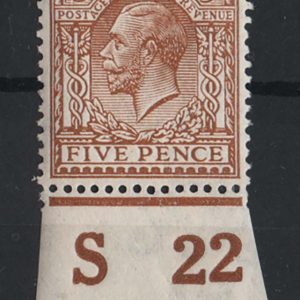 #546 GB 1912 5d S22 control single f mint sg381