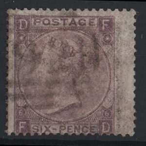 #313 GB 1865 6d lilac plate 6 vgu sg97 c£180