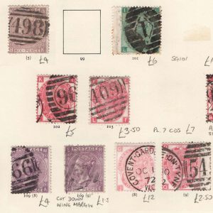 #302 GB 1865 6d, 1s deep green, 1867 3d x6, 6d x2, 9d used - as scan c£910