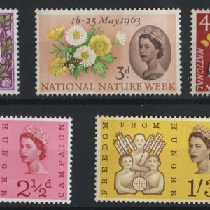 #635 GB 1963 FFH, Paris, Nature Week phosphor sets um sg634p-638p