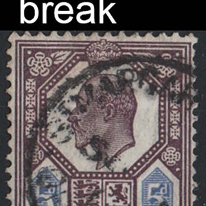 #497 GB 1911 5d dull reddish-purple & blue fu with a broken harp string variety
