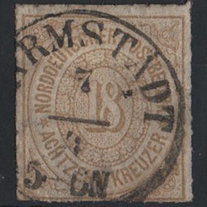 #783 Germany - N Federation 1868 18kr bistre, neatly used, Darmstadt cds sg18 c£100