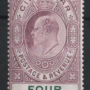 #790 Gibraltar 1904 MCA 4s deep purple & green vf mint sg63 c£375