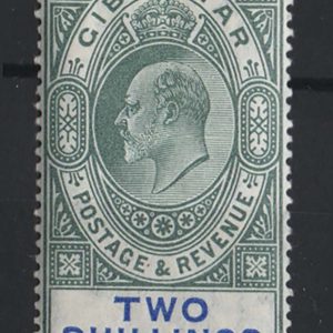 #788 Gibraltar 1904 MCA 2s green & blue ordinary paper f mint sg62 c£130