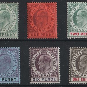 #787 Gibraltar 1904 MCA ½d - 1s mostly ordinary paper (2d, 2½d chalky paper) f mint