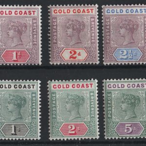 #796 Gold Coast 1898 ½d - 10s set of 10 f mint (10s mm) sg26-34 c£450