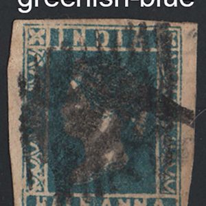 #810 India 1854 ½a greenish-blue die 3 sg9 gu 4 good-large margins c£325