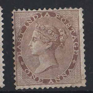 #817 India 1865 Wmk elephant ½a blue, 8p purple, 1a pale brown, 2a orange, 2a brown-orange