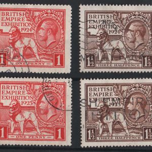 #575 GB 1924 and 1925 Wembley sets fu sg430-433 c£126