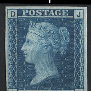 #321 GB 1867 2d blue plate 9 JD (1858) imperf Paris Exhibition proof on soft white card