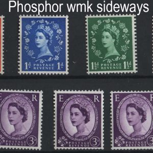 #627 GB 1960 Phosphor wmk sideways set of 9 um good perfs sg610a-616ab