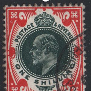 #502 GB 1911 1s dark green & scarlet sg312 vfu c£34