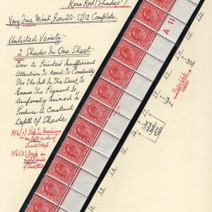 #489 GB 1911 1d rose-red perf 14 magnificent bottom A11 strip of 12 from plate 66b