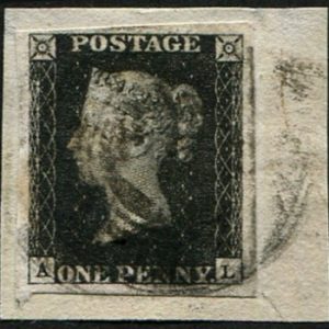 #178 GB 1840 1d black plate 8 AL fu, MAIL BAG CANCEL smudgy strike tying 4 good mgns