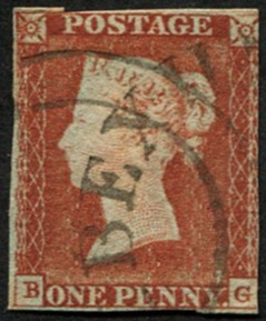 #216 GB 1841 1d red plate 46 BG vfu, BEXHILL UNDATED cds good strike on two margin