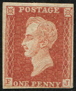 #237 GB 1850 1d red PRINCE CONSORT ESSAY IMPERF IN RED-BROWN vf mint