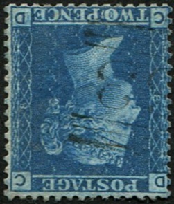 #284 GB 1858 2d blue sg45wi plate 8 WMK inverted vfu well centred numeral