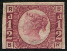 #343 GB 1870 ½d sg48 plate 20 BR IMPRIMATUR fine three margins