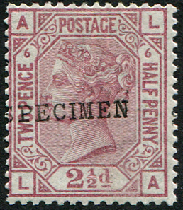 #355 GB 1873 2½d sg141s plate 6 OVPT ‘Specimen’ TYPE 9 vf mint c£220