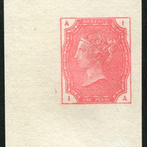 #377 GB 1879 Tender Essay by McCorquodale imperf plate proof in cerise
