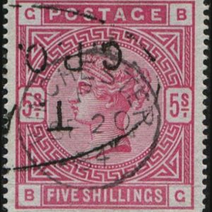 #400 GB 1883 5s sg176 on BLUED PAPER vfu, crisp upright Colchester 1884 cds
