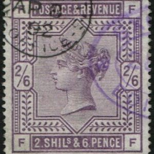 #403 GB 1883 2/6d sg178 vfu, violet part Exchequer/Edinburgh oval CANCEL & 1892 cds