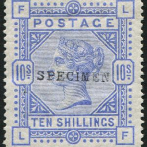 #408 GB 1883 10s COBALT sg182s OVPT ‘Specimen’ TYPE 9 vf mint, well centred