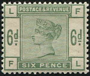 #417 GB 1883 6d green sg194 vf mint, good colour c£400