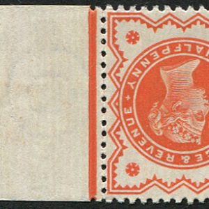 #431 GB 1887 ½d sg197wi WMK inverted & VARIETY ON RIBBED PAPER um