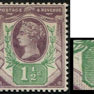 #433 GB 1887 1½d sg198 VARIETY RETOUCHED LEFT TABLET um