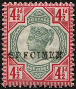 #442 GB 1887 4½d sg206s OVPT Specimen TYPE 9 um super fresh & rich colour