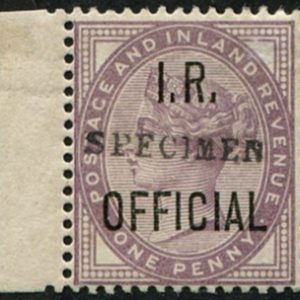 #707 GB Officials 1882 IR 1d lilac sgO3s OVPT Specimen TYPE 9 fm from 1st setting
